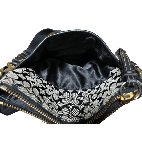 COACH 41069 Sutton Signature Stripe Swing Pack Black Grey Crossbody Purse Bag - Picture 6 of 12